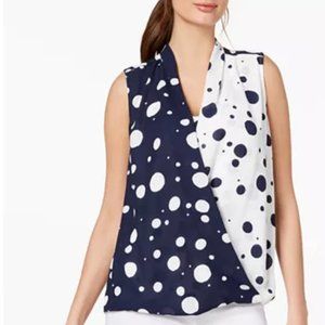 Alfani Printed Sleeveless Surplice Blouse.